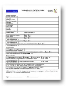 Au-pair Anmeldeformular